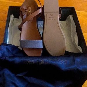 Sergio Rossi Denim Platform Sandals